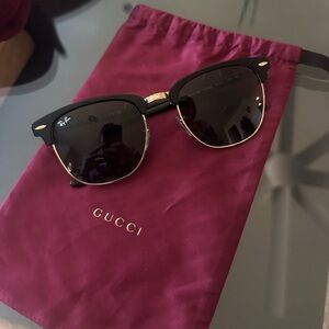 Ray-Ban Clubmaster Sunglasses with Gucci velvet case